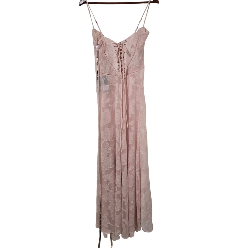 House of CB Women Seren Sheer Maxi Dress Blush Pink Floral Lace Back L - Picture 7 of 15